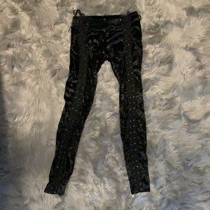 Low rise crushed velvet tie up pants